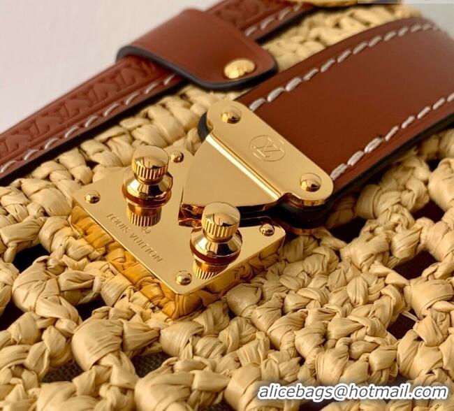 Promotional Louis Vuitton Side Trunk MM Bag in Raffia Straw M14405 Natural/Brown 2025