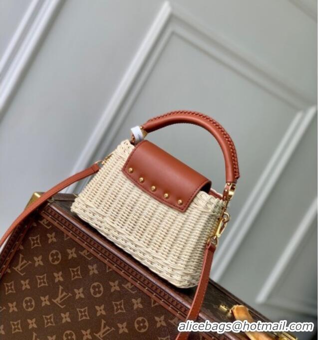 Promotional Louis Vuitton Capucines Mini Bag in Rattan and Leather M14365 Brown 2025