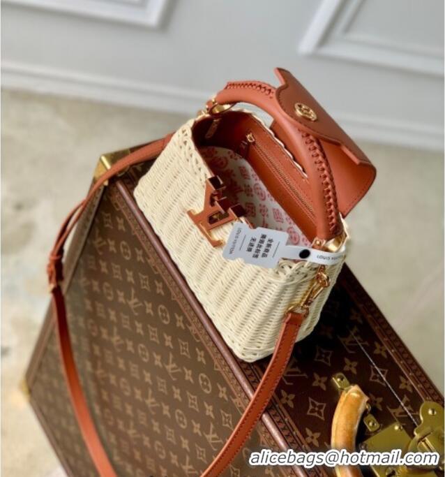 Promotional Louis Vuitton Capucines Mini Bag in Rattan and Leather M14365 Brown 2025