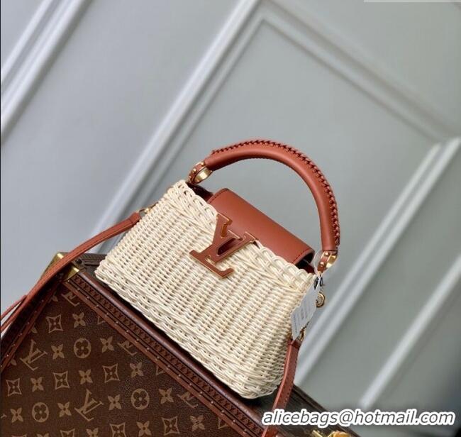 Promotional Louis Vuitton Capucines Mini Bag in Rattan and Leather M14365 Brown 2025