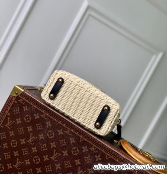 Luxury Discount Louis Vuitton Capucines Mini Bag in Rattan and Leather M26003 Black 2025