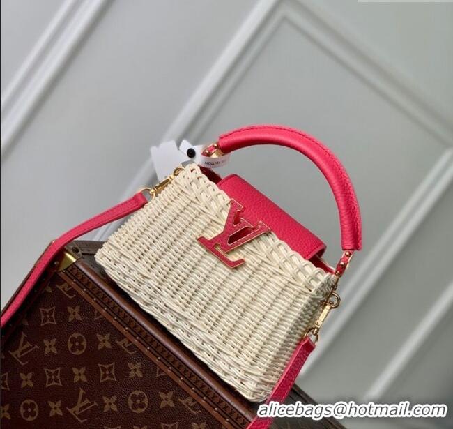 Best Price Louis Vuitton Capucines Mini Bag in Rattan and Leather M26005 Pink 2025
