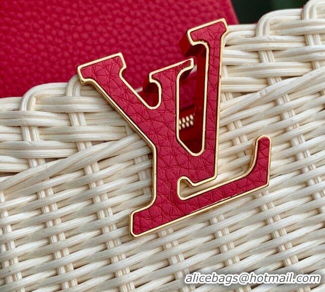Best Price Louis Vuitton Capucines Mini Bag in Rattan and Leather M26005 Pink 2025