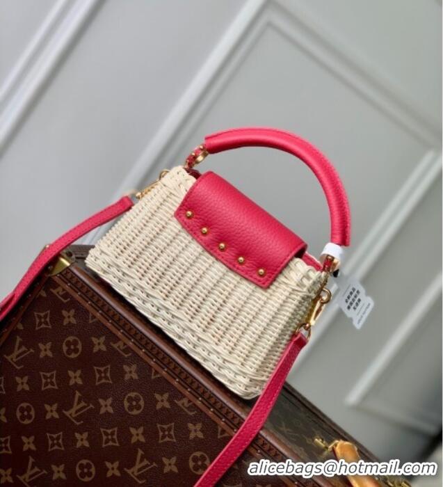Best Price Louis Vuitton Capucines Mini Bag in Rattan and Leather M26005 Pink 2025