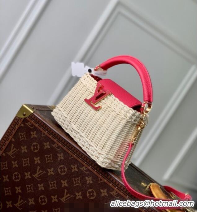 Best Price Louis Vuitton Capucines Mini Bag in Rattan and Leather M26005 Pink 2025