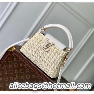 Discount Louis Vuitton Capucines Mini Bag in Rattan and Leather M26004 White 2025