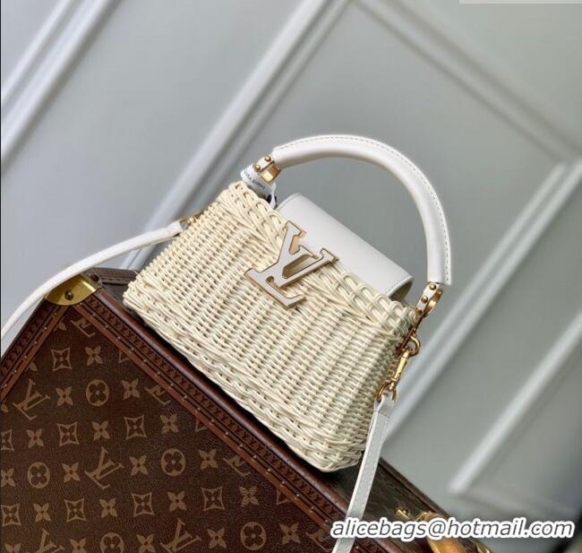 Discount Louis Vuitton Capucines Mini Bag in Rattan and Leather M26004 White 2025