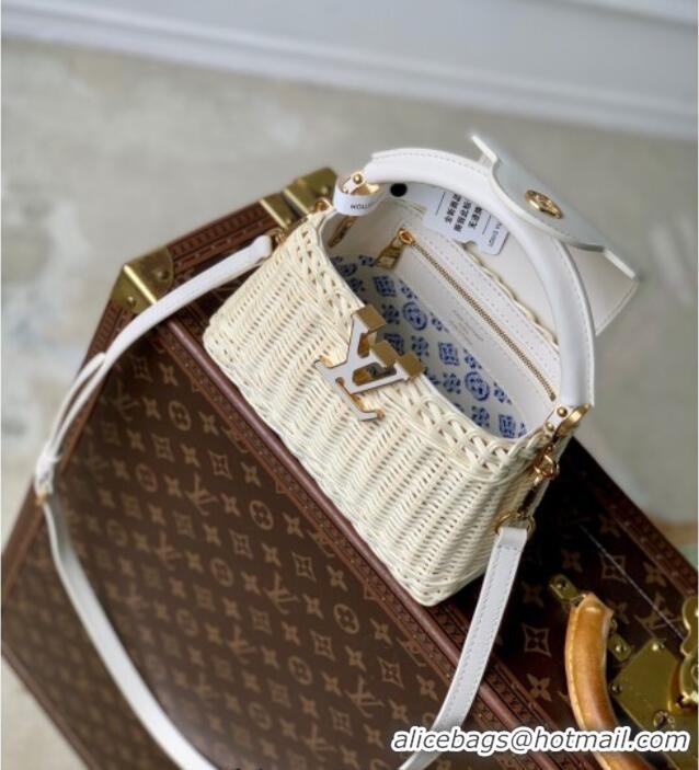 Discount Louis Vuitton Capucines Mini Bag in Rattan and Leather M26004 White 2025
