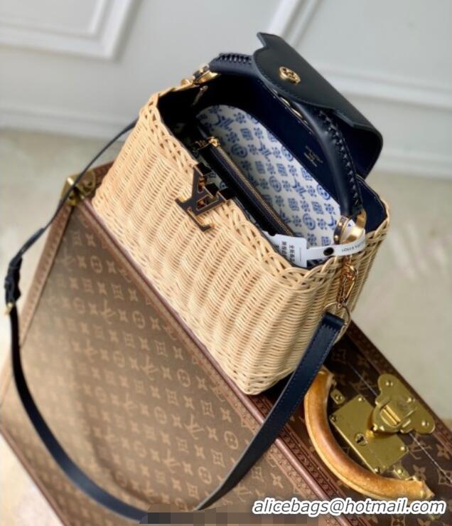 Buy Fashionable Louis Vuitton Capucines BB Bag in Rattan and Leather M14366 Black 2025