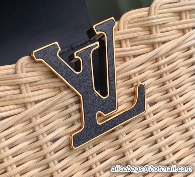 Buy Fashionable Louis Vuitton Capucines BB Bag in Rattan and Leather M14366 Black 2025