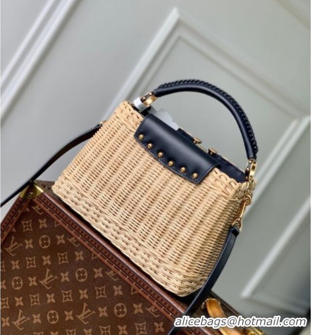 Buy Fashionable Louis Vuitton Capucines BB Bag in Rattan and Leather M14366 Black 2025