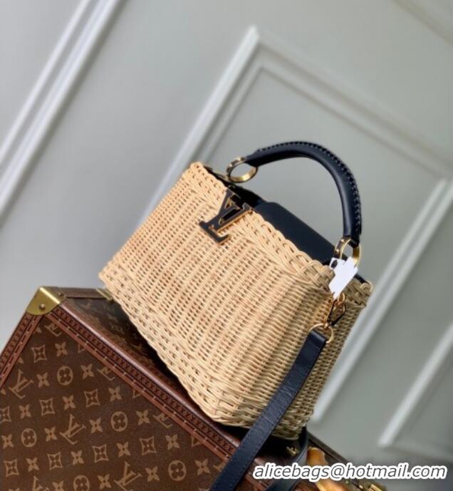 Buy Fashionable Louis Vuitton Capucines BB Bag in Rattan and Leather M14366 Black 2025