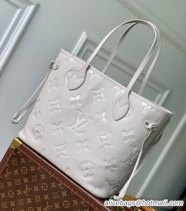 Super Quality Louis Vuitton Neverfull MM Bag in Grained Cowhide Leather M13578 Light Grey 2025