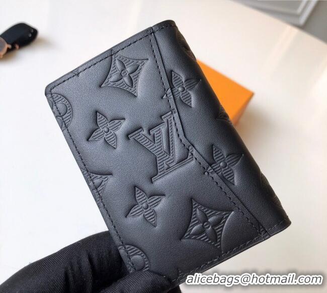 Top Design Louis Vuitton Monogram Shadow Wallet in Monogram Leather M62899 Black 2025