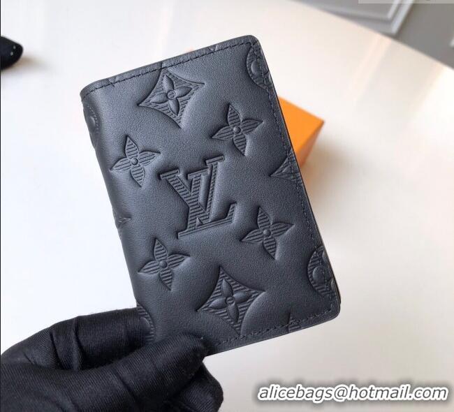 Top Design Louis Vuitton Monogram Shadow Wallet in Monogram Leather M62899 Black 2025