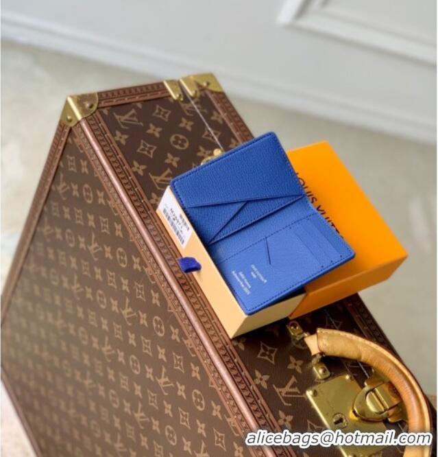 Top Grade Louis Vuitton Pocket Organizer Wallet in Printed Monogram Canvas M25972 Blue 2025