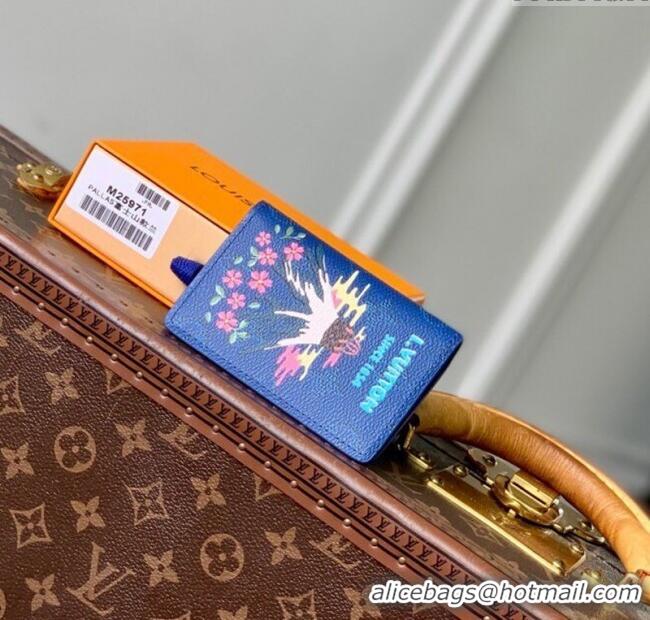 Top Grade Louis Vuitton Pocket Organizer Wallet in Printed Monogram Canvas M25972 Blue 2025