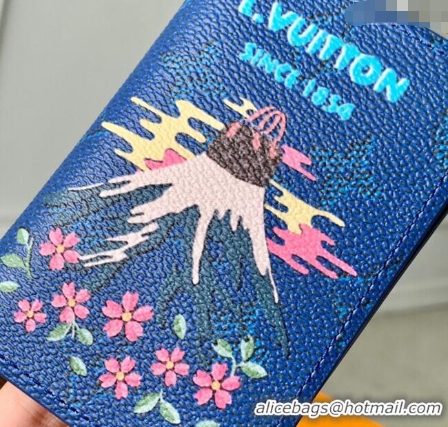 Top Grade Louis Vuitton Pocket Organizer Wallet in Printed Monogram Canvas M25972 Blue 2025