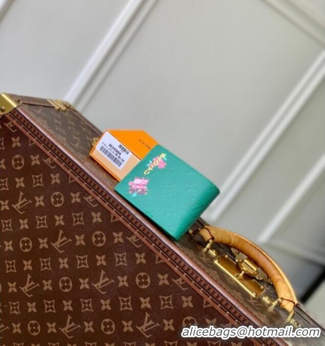 Most Popular Louis Vuitton Slender Wallet in Printed Monogram Canvas M25986 Green 2025