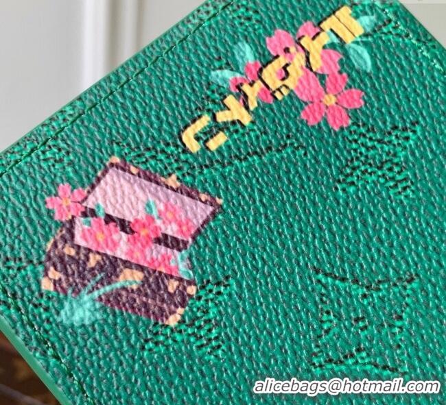 Most Popular Louis Vuitton Slender Wallet in Printed Monogram Canvas M25986 Green 2025