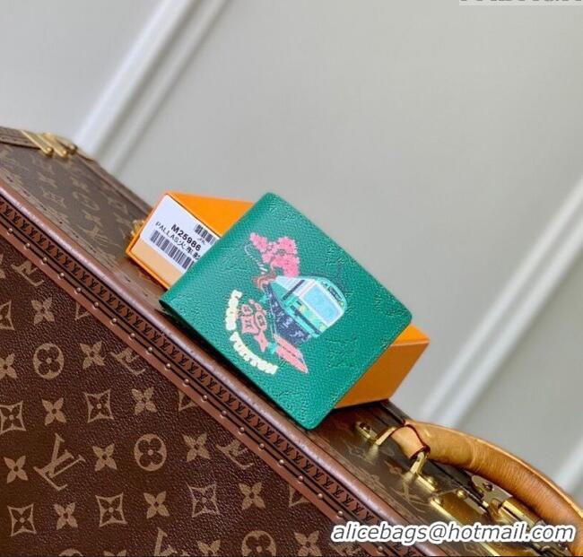 Most Popular Louis Vuitton Slender Wallet in Printed Monogram Canvas M25986 Green 2025