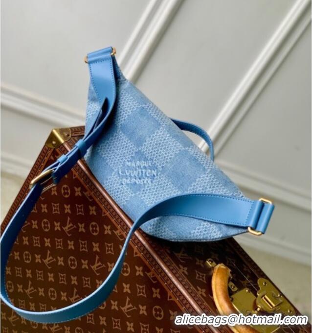 Top Quality Louis Vuitton Mens Rush Bumbag in Blue Damier Denim 3D Canvas N00205 2025