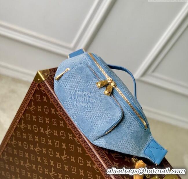 Top Quality Louis Vuitton Mens Rush Bumbag in Blue Damier Denim 3D Canvas N00205 2025