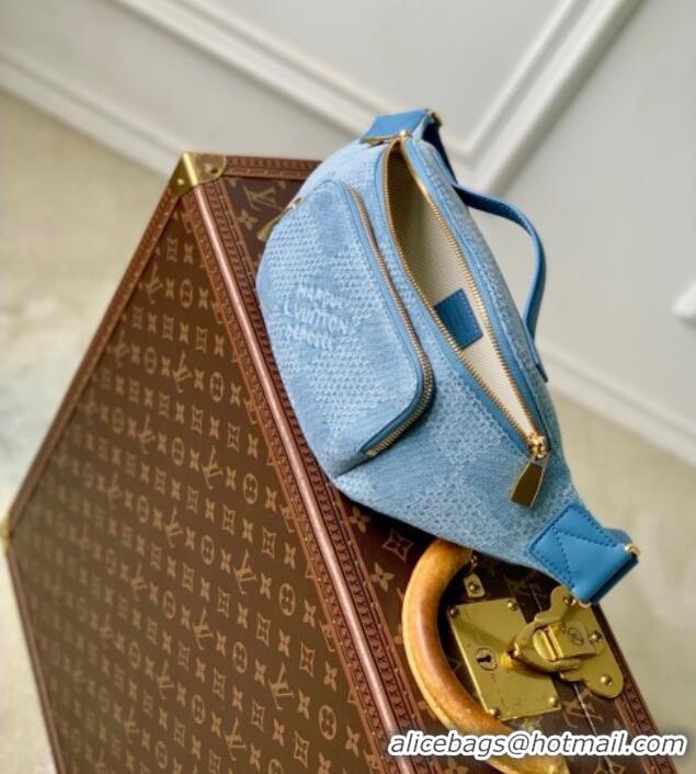 Top Quality Louis Vuitton Mens Rush Bumbag in Blue Damier Denim 3D Canvas N00205 2025