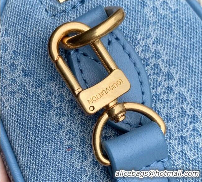 Famous Brand Louis Vuitton Mens Speedy 18 Bandouliere Mini Bag in Blue Damier Denim 3D Canvas N00208 2025