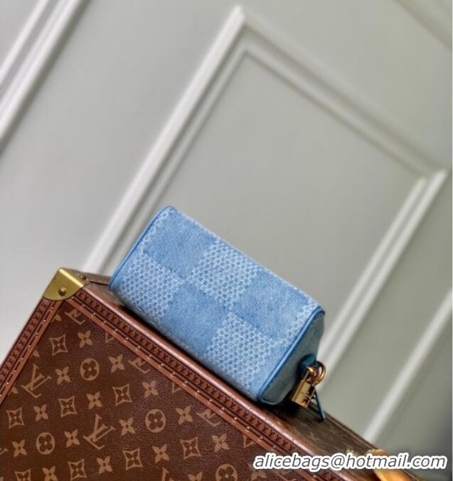 Famous Brand Louis Vuitton Mens Speedy 18 Bandouliere Mini Bag in Blue Damier Denim 3D Canvas N00208 2025
