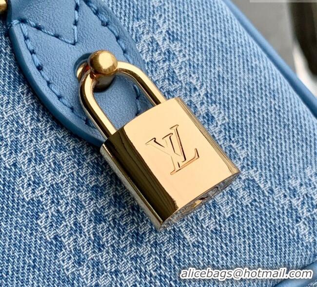 Famous Brand Louis Vuitton Mens Speedy 18 Bandouliere Mini Bag in Blue Damier Denim 3D Canvas N00208 2025