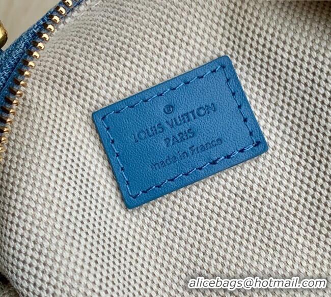 Famous Brand Louis Vuitton Mens Speedy 18 Bandouliere Mini Bag in Blue Damier Denim 3D Canvas N00208 2025