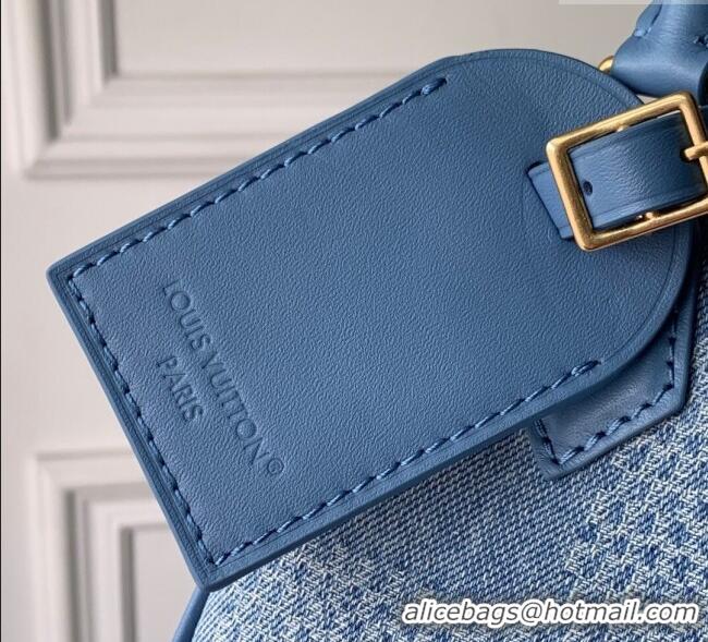 Famous Brand Louis Vuitton Mens Speedy 18 Bandouliere Mini Bag in Blue Damier Denim 3D Canvas N00208 2025