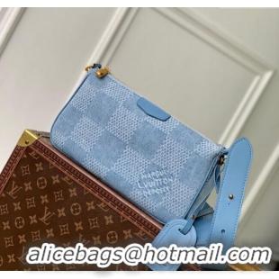 Discount Louis Vuitton Mens Pochette Accessories XL Crossbody Bag in Blue Damier Denim 3D Canvas N00204 2025