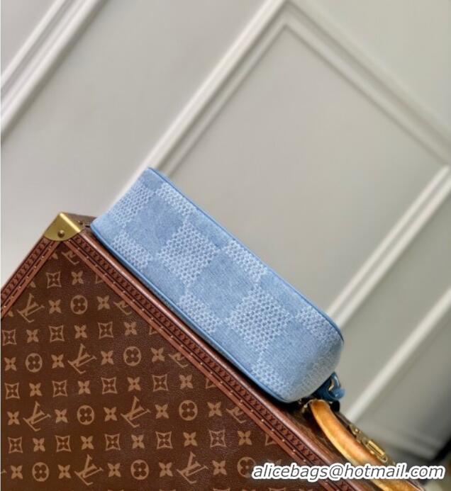Discount Louis Vuitton Mens Pochette Accessories XL Crossbody Bag in Blue Damier Denim 3D Canvas N00204 2025