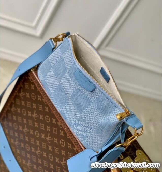 Discount Louis Vuitton Mens Pochette Accessories XL Crossbody Bag in Blue Damier Denim 3D Canvas N00204 2025