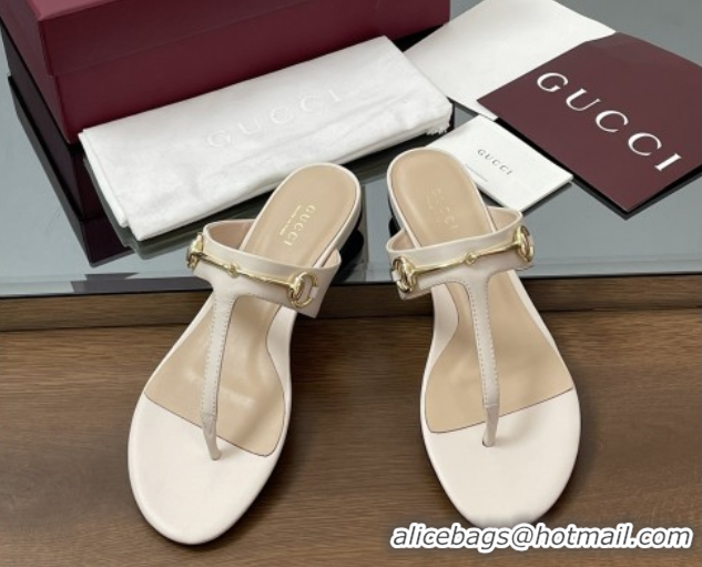 Good Product Gucci Thong Sandal with Horsebit in Smooth Leather 816590 White
