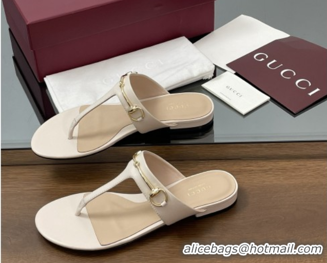 Good Product Gucci Thong Sandal with Horsebit in Smooth Leather 816590 White