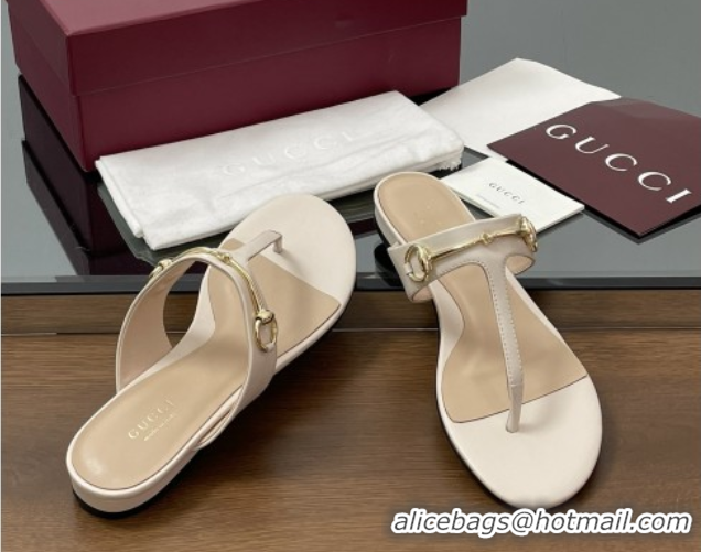 Good Product Gucci Thong Sandal with Horsebit in Smooth Leather 816590 White