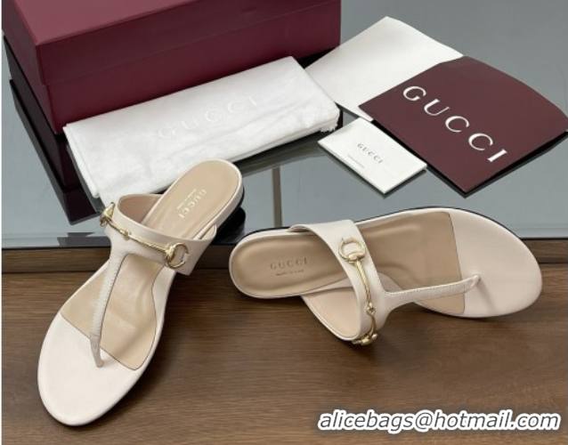 Good Product Gucci Thong Sandal with Horsebit in Smooth Leather 816590 White