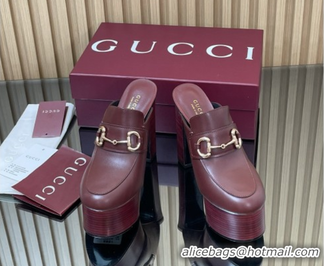 Trendy Design Gucci Platform Mule with Horsebit 835315 Burgundy