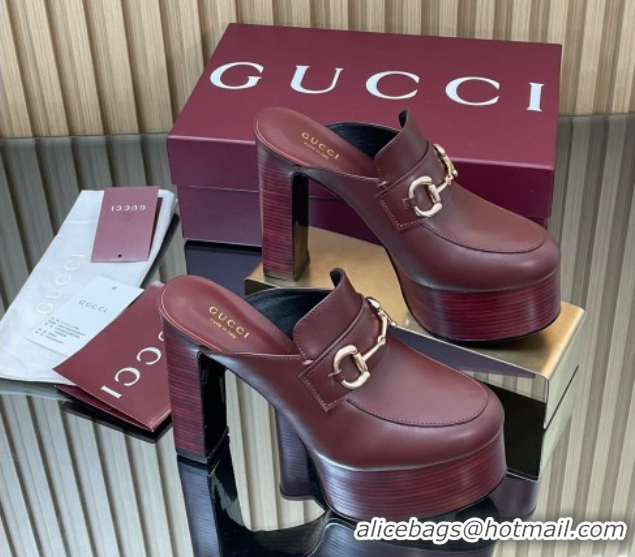 Trendy Design Gucci Platform Mule with Horsebit 835315 Burgundy