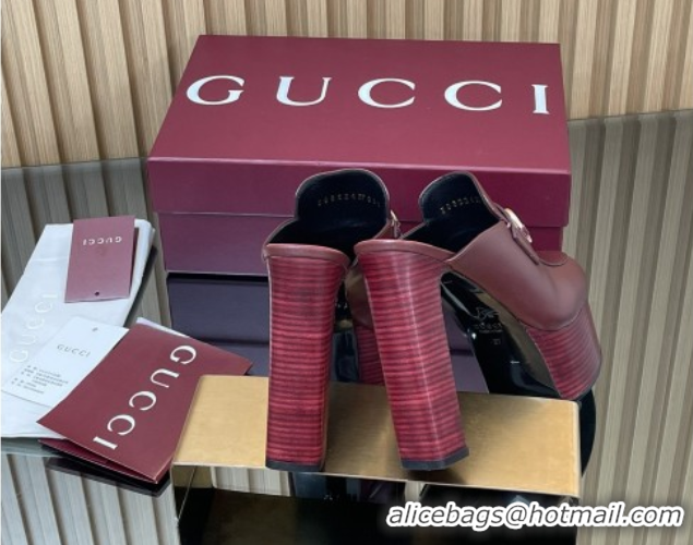 Trendy Design Gucci Platform Mule with Horsebit 835315 Burgundy