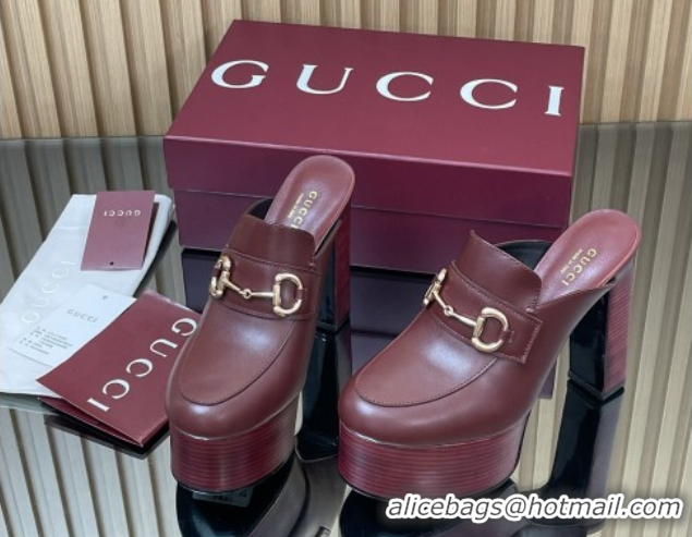 Trendy Design Gucci Platform Mule with Horsebit 835315 Burgundy