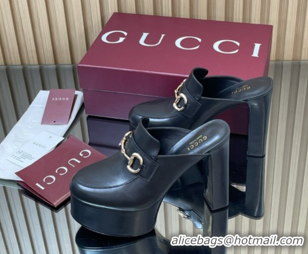 Pretty Style Gucci Platform Mule with Horsebit 835315 Black