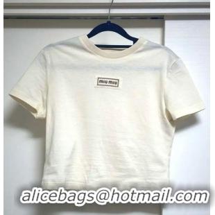 Buy Inexpensive Miu Miu Logo T-shirt 8412 White 2025
