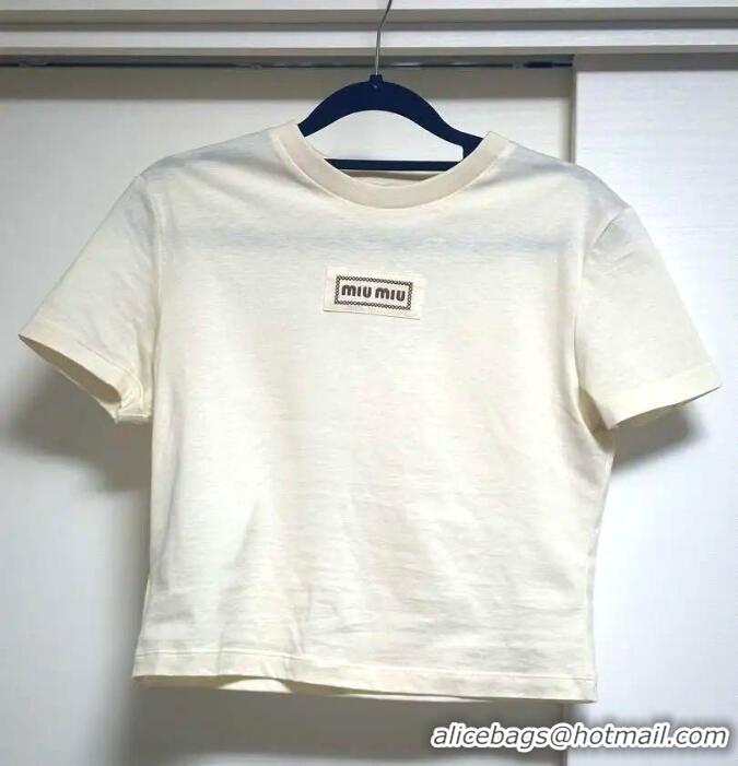 Buy Inexpensive Miu Miu Logo T-shirt 8412 White 2025
