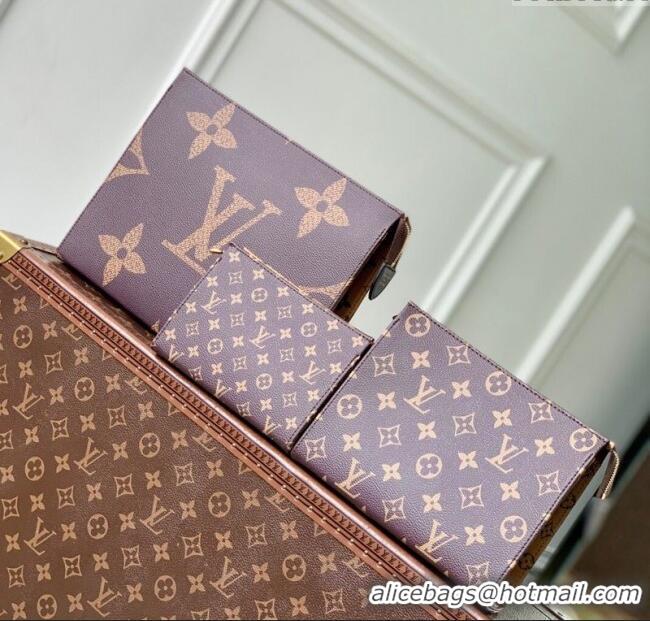 Low Price Louis Vuitton Monogram Reverse Coated Canvas Trio Toilet Pouch M11248 2025