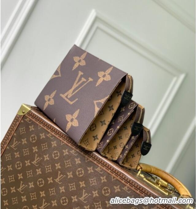 Low Price Louis Vuitton Monogram Reverse Coated Canvas Trio Toilet Pouch M11248 2025