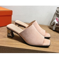 Purchase Hermes Kristal Heel Slides Sandal in Suede Pink 0606069